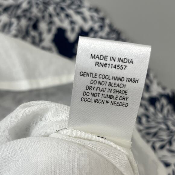 THML Babydoll Dress Small Blue White Floral V Neck Cap Sleeve Cottage Coastal - Picture 11 of 12